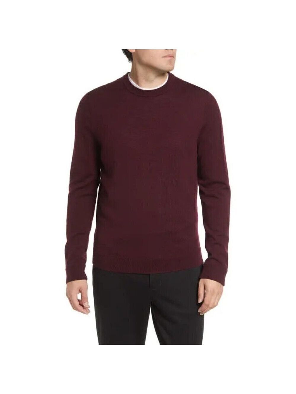 BRAX Mens Crew Neck Burgundy Sweater BNWOT Xlarge New Wool Elbow Patch